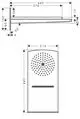 Hansgrohe Kopfbrause mit runder, flacher Form und Düsenmuster. Montiert an einer Wand, zeigt das Zubehör eine schlichte, funktionale Gestaltung ohne dekorative Elemente.